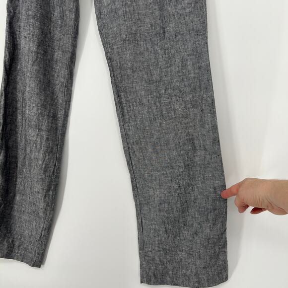 Athleta Bali Linen Ankle Pants Sz 2 Gray Pull On Drawstring Straight Crop 211388 - Picture 2 of 13